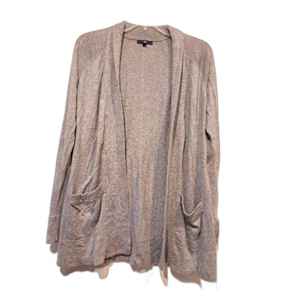 GAP Gray Cardigan 2 front pockets women's S light sweater work office academia